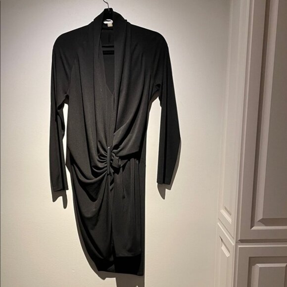 DKNY Black Faux Wrap Dress with Embellishment. - Picture 1 of 11